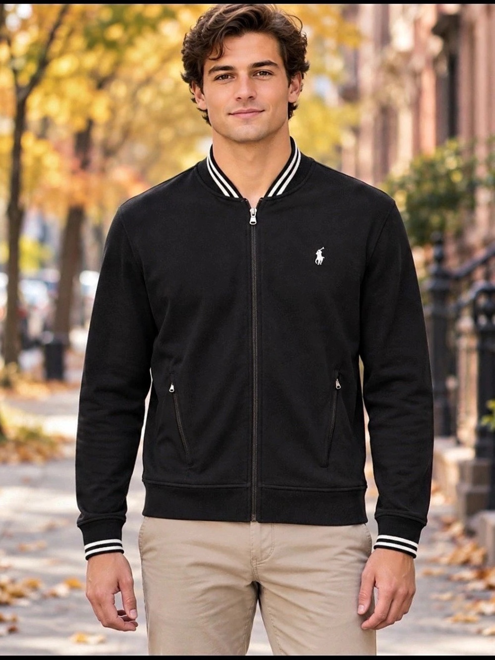 Polo Ralph Lauren Men’s Black Lightweight Cotton Zip Jacket M